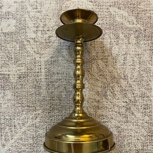 Heavy Solid Brass 9” Lotus Catcher Candlestick Holder
